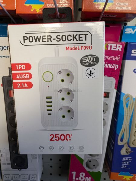 Мережевий фільтр 2 метри 3 розетки + 4USB+Type-C 694355 фото