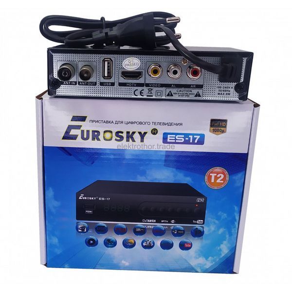 Т2 ресивер тюнер Es-17 ТМ Eurosky металевий корпус + IPTV + YouTube 736317 фото