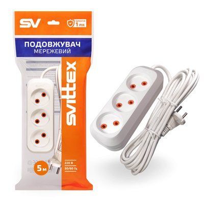 SV-008-5. Подовжувач SVITTEX з тримісною розеткою (5 м) 757477 фото
