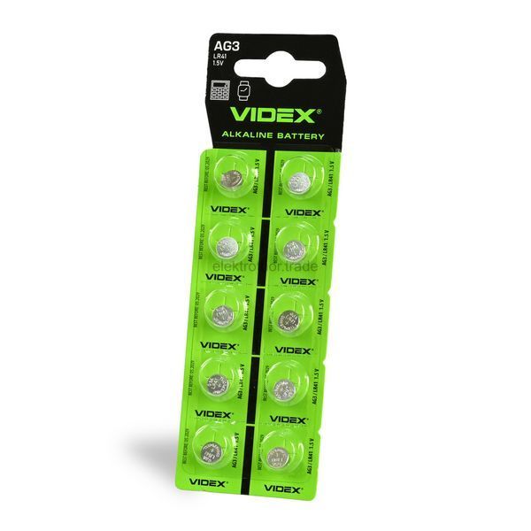 Батарейка годинникова Videx AG 3/LR41 BLISTER CARD 10 шт 977021 фото