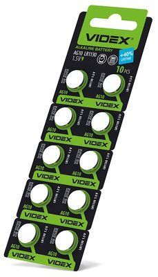 Батарейка годинникова Videx AG10/LR1130 BLISTER CARD 10 шт 735601 фото